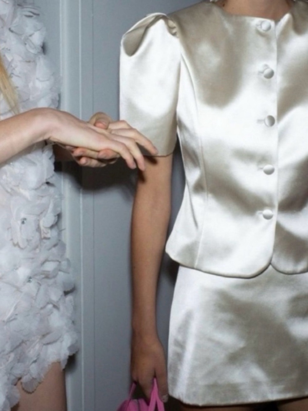 REFORMATION Mika Two Piece Set in Cream - Puff Sleeve Button Top & Mini Skirt - Picture 2 of 6